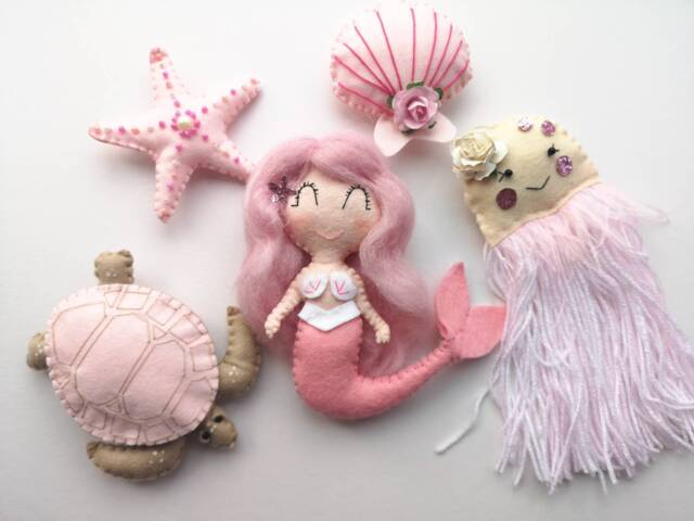 Sea Life Wall Hangings, Under The Sea Decor, Mermaid Nursery Accessories, Felt Baby Shower Gift, Newborn Ocean Garland - image 1