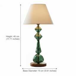 Handmade Blown Glass Table Lamp - Bow Tie Design With White Chapeau Shade - thumbnail 3