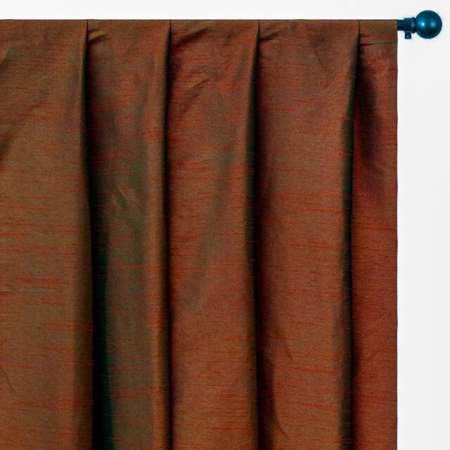 Rust & Green Art Silk Curtain Panels, Faux Curtains - Rod Pocket, Grommet, Box Pleat, Three Pinch Tab Top Plain Ring Top - image 1