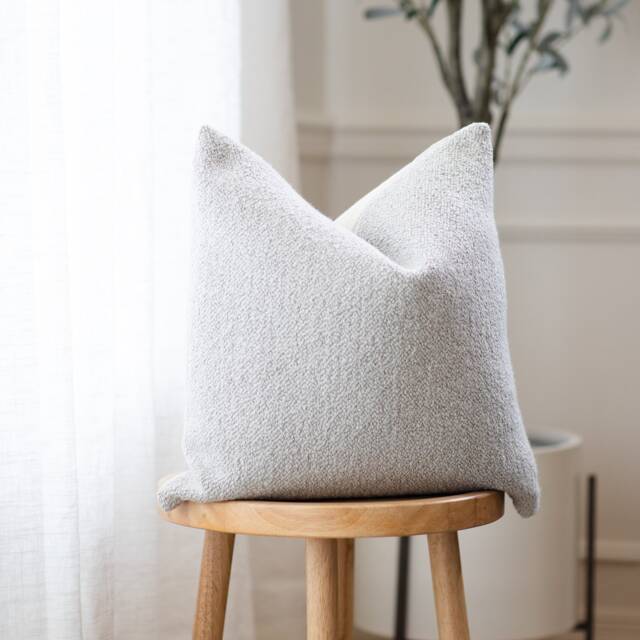 Cruz -- Gray Boucl?? Textured Pillow Cover ??? Throw Neutral Lumbar Grey - image 1