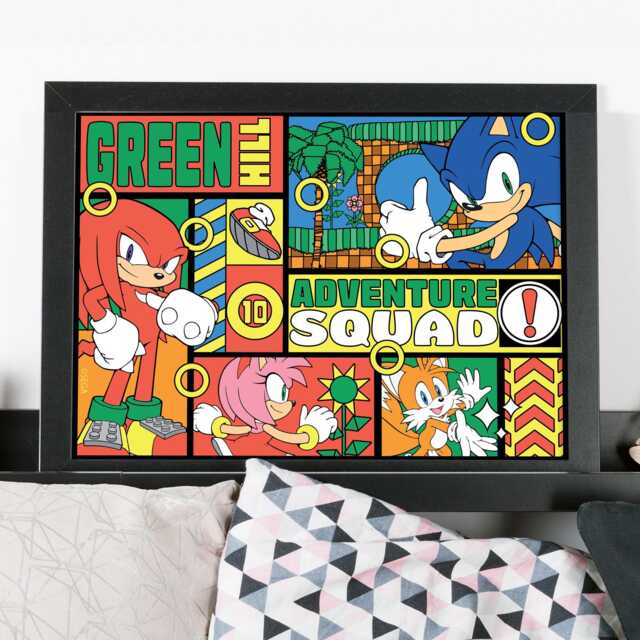 Sonic The Hedgehog Print - Green Hill Adventure Squad Poster Wall Art ...