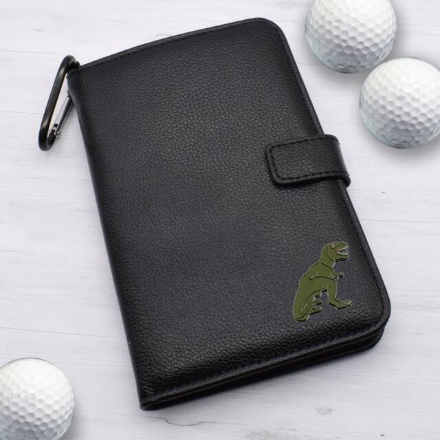 T Rex Dinosaur Design - Personalised Leatherette Golf Organiser Complete With Divot Repairer, Marker, Tees, Scorecard & Pencils - image 1