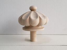 Decorative Carved Staircases Newel Post Cap, Screw Included, Solid Wood Cornices Finails, Flower Wooden Finial - thumbnail 1
