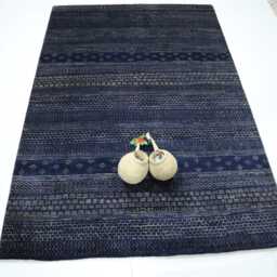 6x8 Ft Navy Blue Gabbeh Area Rug, Afghan Hand Knotted Geometric Motif Lori Baft Wool Tribal Rugs, Bedroom Living Room Rugs - thumbnail 3