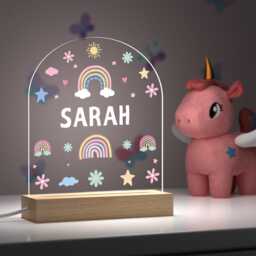 Personalised Night Light For Girls - Gift Bedroom Decor Led Kids & Baby Rainbow - thumbnail 2