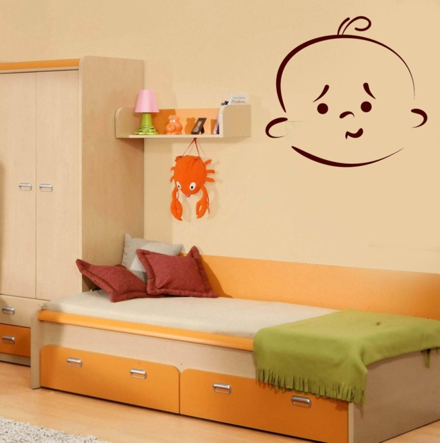 Wall Vinyl Decal Beauty Baby Cartoon Face With Emotion Decor For Kids Room - #2488Dn - image 1