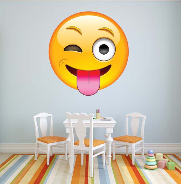 Emoji Wall Decal - Laughing Face Art Stickers Printable Emojis Smiley Design Vinyl