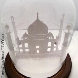 Taj Mahal Paper Sculpture Under Glass Dome Wedding Invitation Art - thumbnail 2