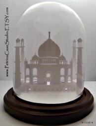 Taj Mahal Paper Sculpture Under Glass Dome Wedding Invitation Art - thumbnail 1