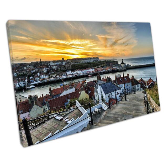 Whitby Church 199 Steps Wall Art Iconic English Harbor Town Print For Home & Office Decor - image 1