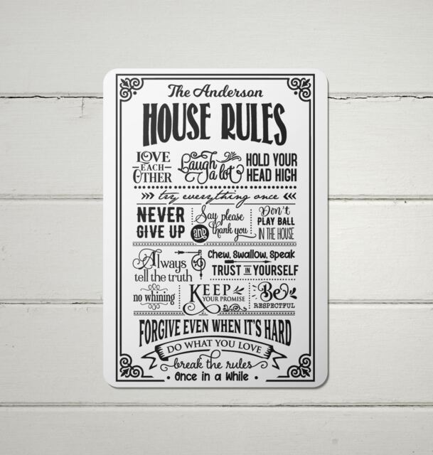 Personalised House Rules, Metal Sign, Gift For The Home Retro Plaque -A4 Waterproof Aluminium - image 1