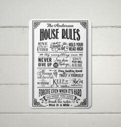 Personalised House Rules, Metal Sign, Gift For The Home Retro Plaque -A4 Waterproof Aluminium - thumbnail 1