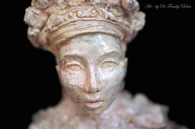 Hand Sculpted Bust Blooming Nymph By Fae Factory Visionary Artist Dr Franky Dolan - Original Spiritual Art Altar Sculpture Clay Bust Statue - image 1