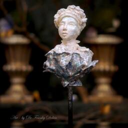 Hand Sculpted Bust Blooming Nymph By Fae Factory Visionary Artist Dr Franky Dolan - Original Spiritual Art Altar Sculpture Clay Bust Statue - thumbnail 2