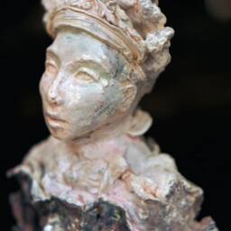 Hand Sculpted Bust Blooming Nymph By Fae Factory Visionary Artist Dr Franky Dolan - Original Spiritual Art Altar Sculpture Clay Bust Statue - thumbnail 3
