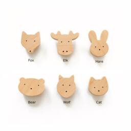 Nursery Dresser Knobs, Forest Animal Pulls For Kids Room Drawers - Woodland, Set Of 6 - thumbnail 2