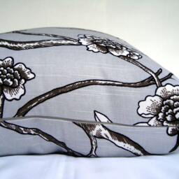 Dwell Studio Floral Bird Pillow Cover - Gray & White Cotton Accent Cushion - thumbnail 4