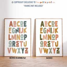 Alphabet Print - Playroom Kids Bedroom Poster Classroom Rainbow Unframed - thumbnail 3