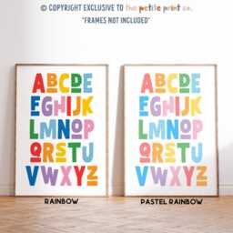 Alphabet Print - Playroom Kids Bedroom Poster Classroom Rainbow Unframed - thumbnail 2
