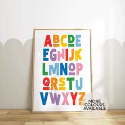 Alphabet Print - Playroom Kids Bedroom Poster Classroom Rainbow Unframed - thumbnail 1