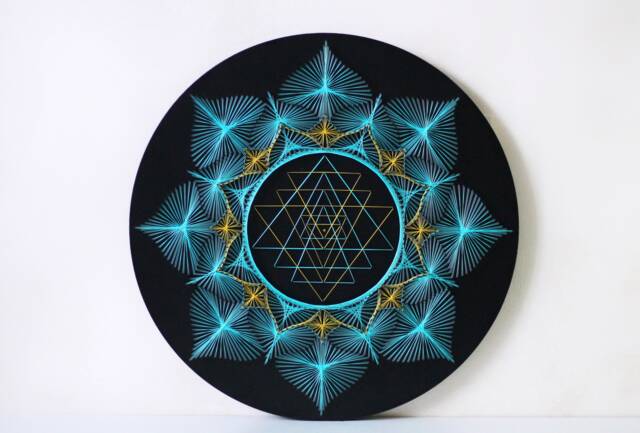 stringart Sri Yantra Sacred Geometry Meditation Wall Art Home Decor D??cor Mandala Zen 3D New Age Spiritual Gift, Yoga - image 1