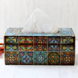 Tissue Box Cover Mexican Talavera Tile Style - thumbnail 2