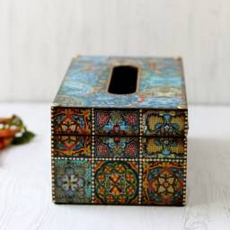 Tissue Box Cover Mexican Talavera Tile Style - thumbnail 3