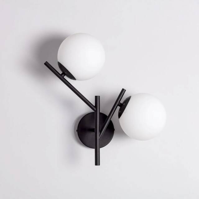 Raim - Black Glass Wall Sconce Modern Handcrafted 2-Light Fixture - image 1