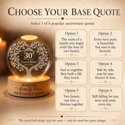 Personalized 30Th Anniversary Crystal Ball Night Light, Custom Wedding Gift For Parents, Pearl Keepsake, Couple Lamp - thumbnail 2