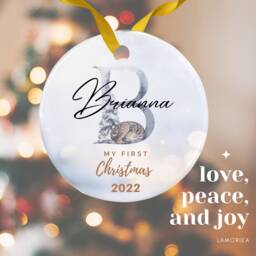 Personalization Baby's 1st Christmas Ornament, Custom Baby Name Gift, Initial Hanging Decoration - thumbnail 1