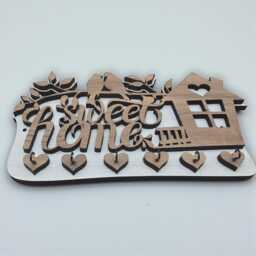 Personalised Sweet Home Key Holder Wooden Wall Rack - Housewarming Gift Farmhouse Organiser - thumbnail 3