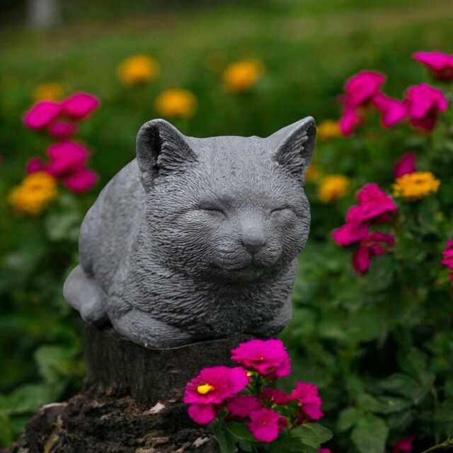 Concrete Kitten Sculpture Outdoor Sleeping Cat Figurine Stone Garden Yard Ornament Pet Memorial Statue Animal Lover Gift Home Decoration - image 1