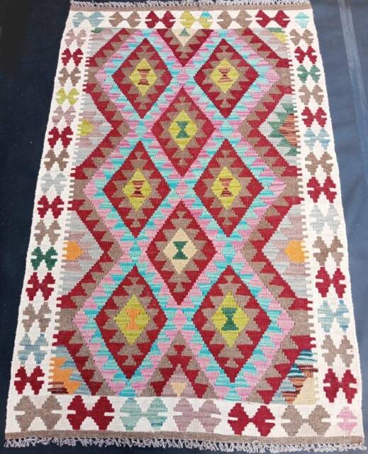 Kilim Rug Classic, Handmade Artisan Afghan Turkish Aztec Natural Wool 158x101 cm - image 1