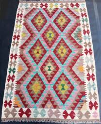 Kilim Rug Classic, Handmade Artisan Afghan Turkish Aztec Natural Wool 158x101 cm - thumbnail 1