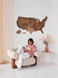 Us Travel Map Apartment Decor, Wood Push Pin Of United States, 5Th Anniversary Housewarming Boyfriend Gift, Wooden Wall Art Gifts - thumbnail 1