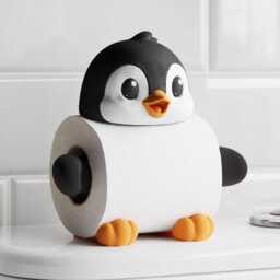 Penguin Loo Roll Holder, Freestanding Spare Bathroom Decor - thumbnail 4