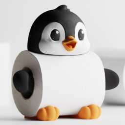 Penguin Loo Roll Holder, Freestanding Spare Bathroom Decor - thumbnail 3