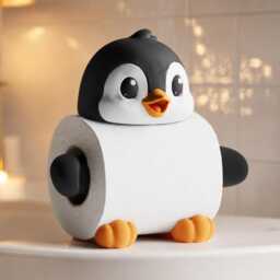 Penguin Loo Roll Holder, Freestanding Spare Bathroom Decor - thumbnail 2