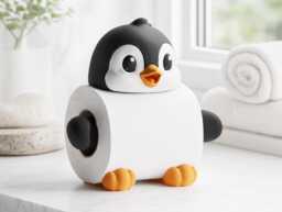 Penguin Loo Roll Holder, Freestanding Spare Bathroom Decor - thumbnail 1