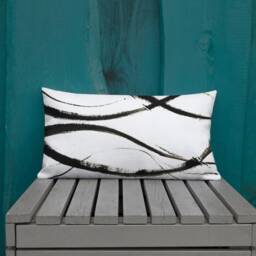Abstract Black & White Lumbar Pillow Modern Home Decor