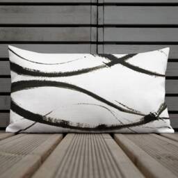 Abstract Black & White Lumbar Pillow Modern Home Decor - thumbnail 3