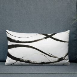 Abstract Black & White Lumbar Pillow Modern Home Decor - thumbnail 2