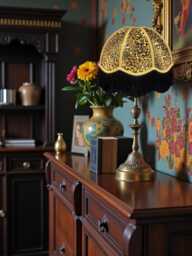 Handmade Leopard Animal Print Fabric Dome Lampshade With Black Fringe, Made in The UK - thumbnail 1