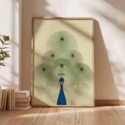 Peacock Wall Art Print - Minimalist Bird Poster, Modern Nature Illustration, Elegant Animal Artwork, Contemporary Home Decor - thumbnail 2