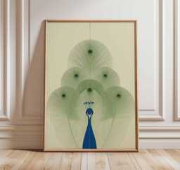 Peacock Wall Art Print - Minimalist Bird Poster, Modern Nature Illustration, Elegant Animal Artwork, Contemporary Home Decor - thumbnail 1