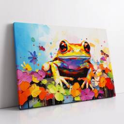 Fun & Unique Frog Abstract Modern Oil Painting Wall Art Animal Framed Canvas Poster Print, Home Kitchen Office Room Decor Pet Gift Idea - thumbnail 2