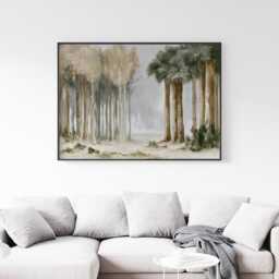 Neutral Forest Poster, Tall Tree Wall Art, Woodland Landscape Print - thumbnail 3