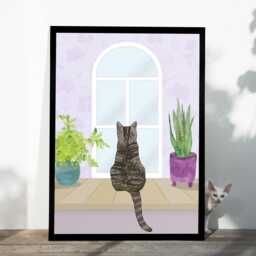 Customised Cat Portrait Print - Up To 3 Cats - Framed Or Unframed - thumbnail 2