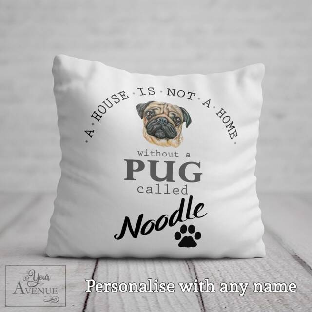 Personalised Pug Cushion Dog Mum Birthday Gift Dogs Name Pillow Pug Owner Present Lover Her Cute Puppy Home Decor - image 1
