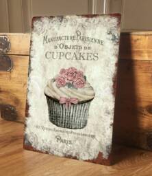 Vintage French Patisserie Metal Wall Door Sign Cafe Decor Accessory, Shabby Chic Cupcake Retro Plaque, Waterproof, 200mm X 305mm